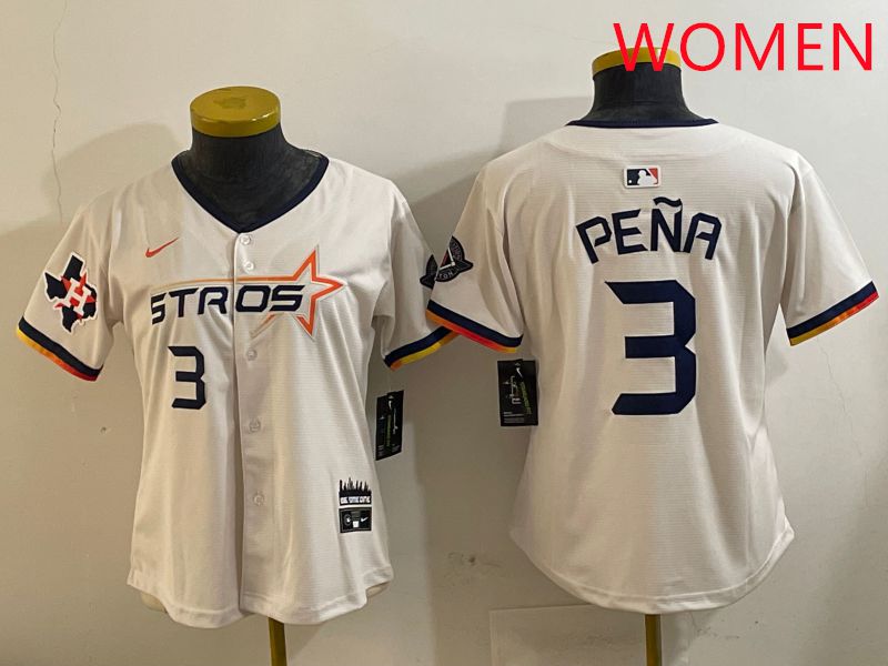 Women Houston Astros #3 Pena Cream Three generations Joint Name 2025 Nike MLB Jersey style 4101->women mlb jersey->Women Jersey